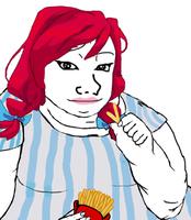 wojak fat girl wendy eating fries 