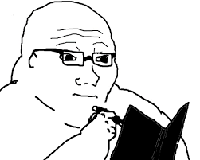 wojak fat glasses taking notes 