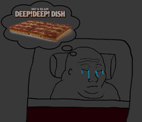 wojak fat sleeping dreaming of deep dish pizza 