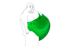 wojak fat with green jello stomach 