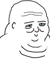 wojak fat with pushed in droopy face 