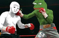wojak getting punched by pepe 