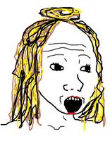 wojak girl soy boy blonde hair 