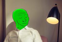 wojak green lamp satisfied 