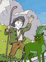 wojak hiker with pepe goat 