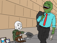 wojak homeless laughed at by pepe 