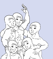 wojak muscle surrounded by muscle wojaks 