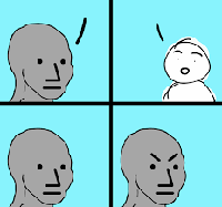 wojak npc 4 panel angry 