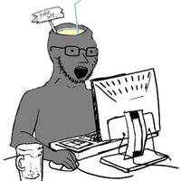 wojak npc pure soy on computer 