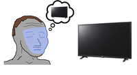 wojak npc thinking of watching tv 