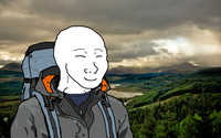 wojak really happy hiking 