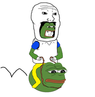 wojak riding pepe ball 