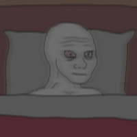 wojak schizo in bed eyes wide open 