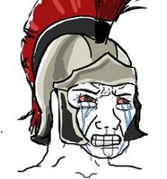 wojak seething crying roman helmet 