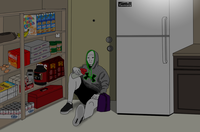 wojak sitting in garage after lifting 