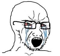wojak soy boy crying seething open mouth 