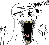 wojak soy boy excited waow 