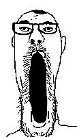wojak soy boy glasses vertical open mouth 