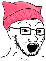 wojak soy boy pink hat 