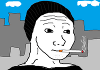 wojak stage 0.1 doomer smoking 