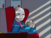 wojak thinking in dark office 