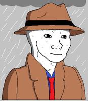 wojak trenchcoat raining 