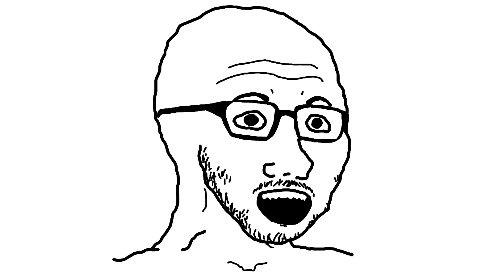 wojak soy boy thick glasses.